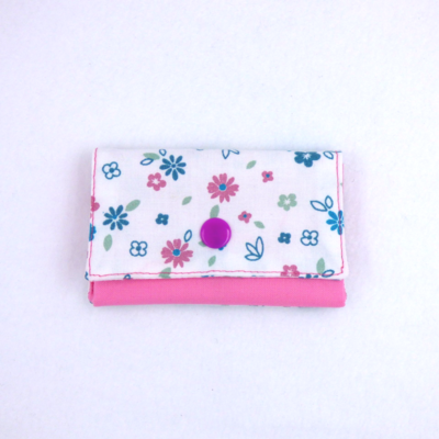 Mini Portemonnaie weiß rosa Blumen