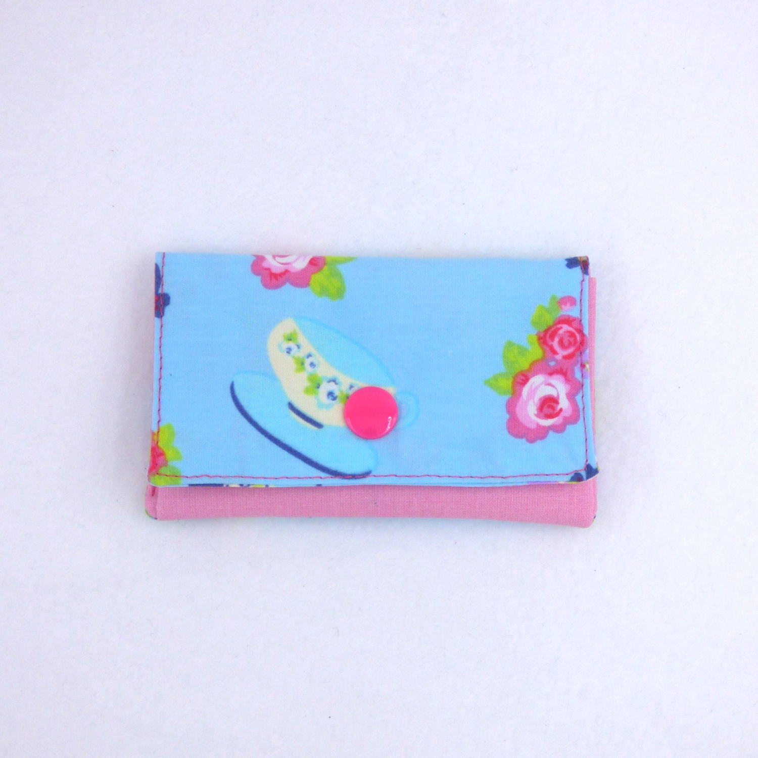 Mini Portemonnaie hellblau rosa romantisch