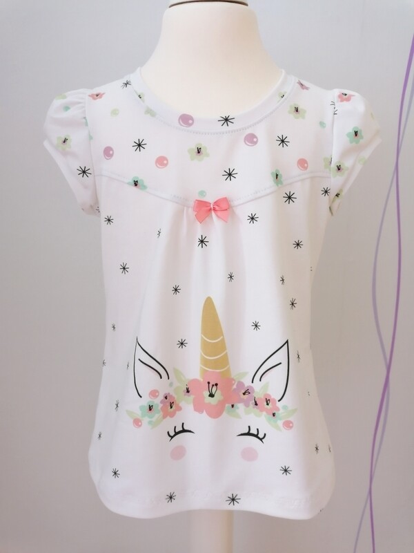 Mädchen Sommershirt Einhorn Blumen versch. Größen