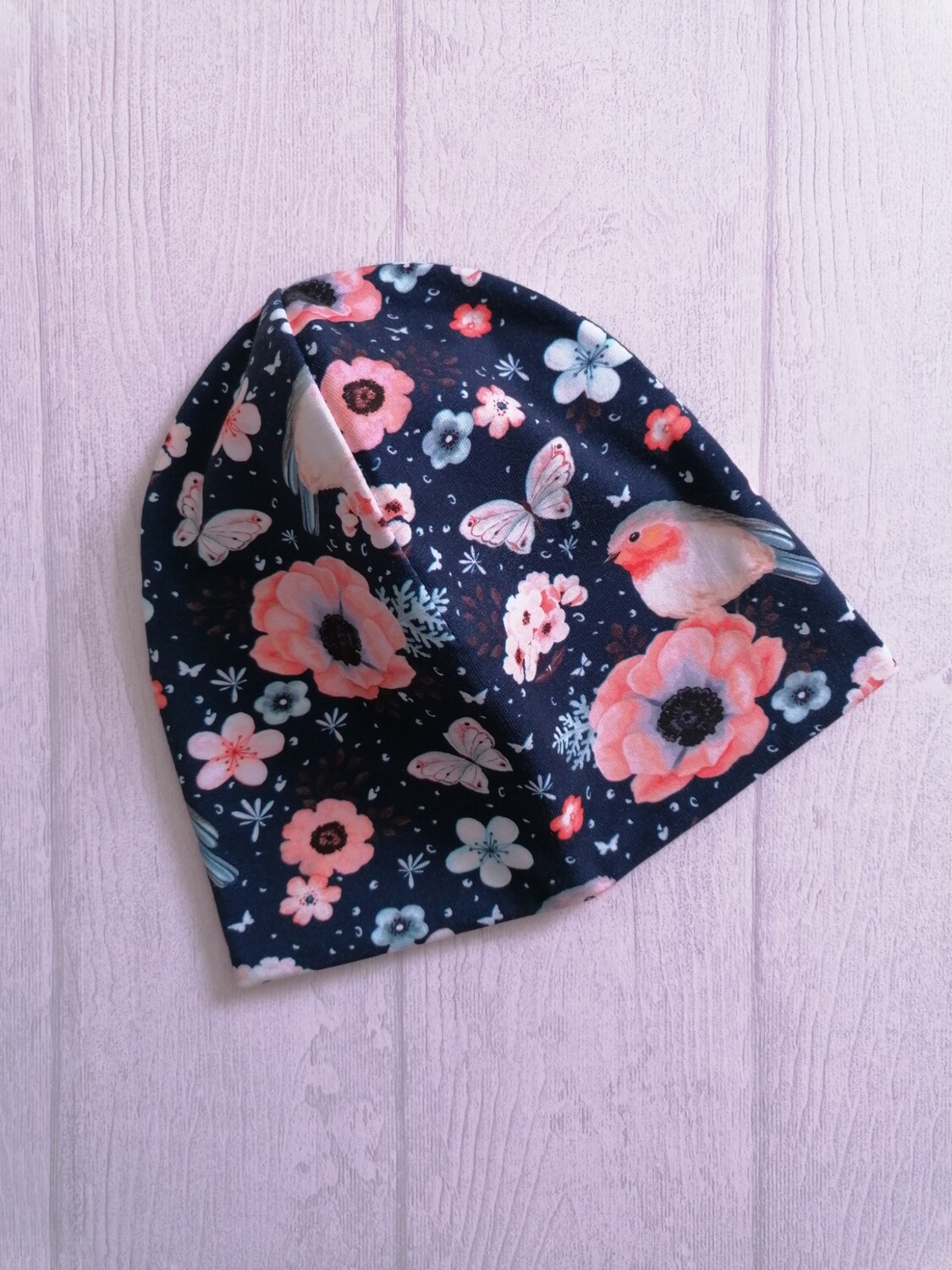 Beanie Mütze dunkelblau Vögel Birds KU 40-54