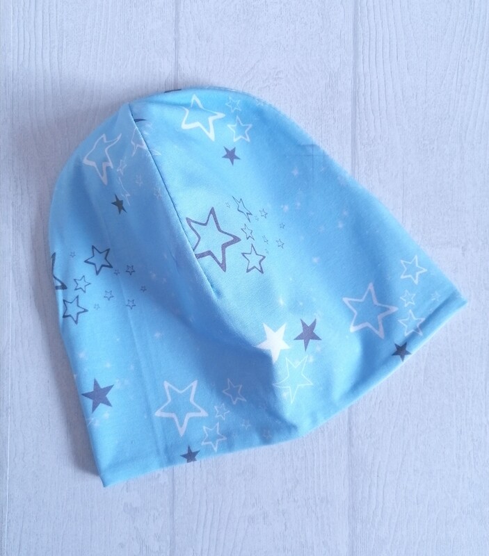 Beanie Mütze hellblau Sterne KU 40-54