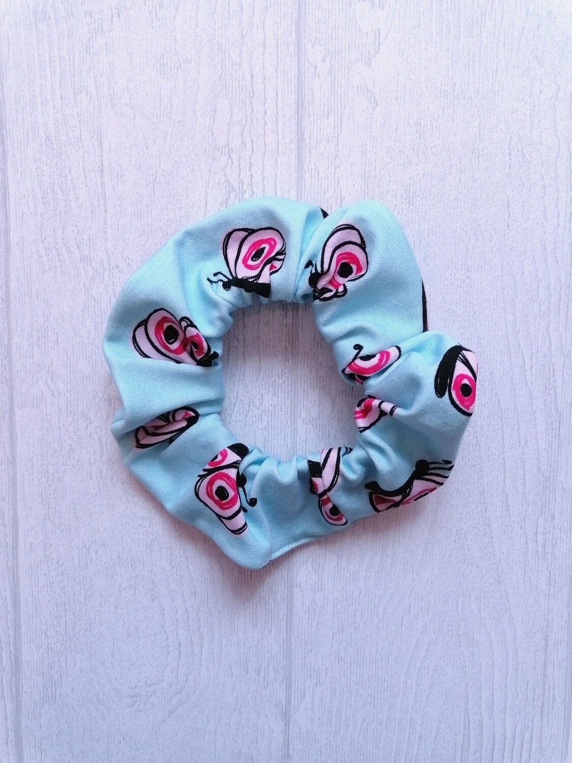 Scrunchie groß hellblau Schmetterlinge