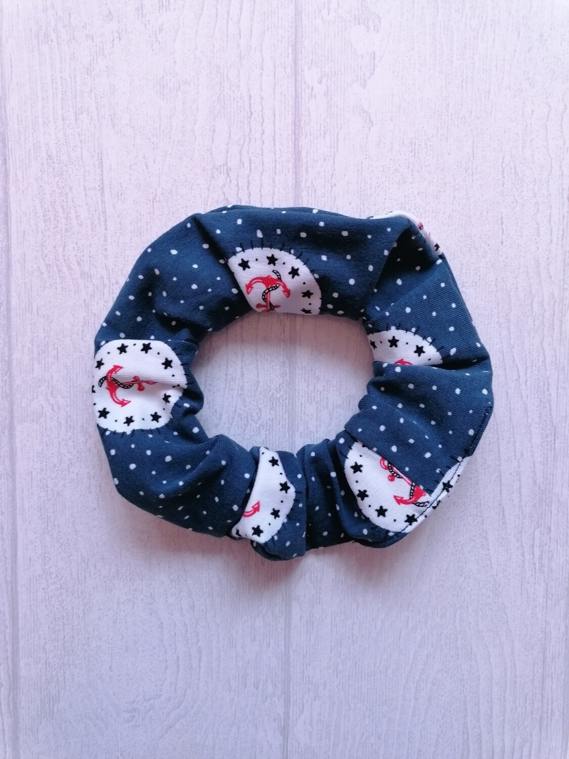 Scrunchie groß blau Anker