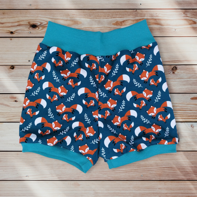Jungen Shorts kurze Pumphose petrol Fuchsmotiv Gr. 68 - 110
