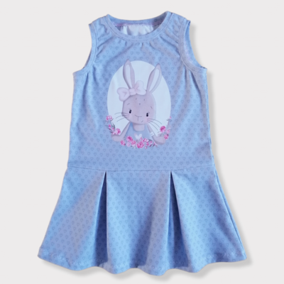 Mädchen Sommerkleid Motiv Hase Gr. 110/116