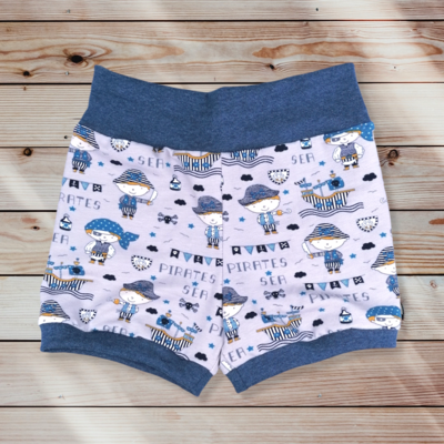 Shorts kurze Pumphose grau blau Piraten Gr. 80/86 Shorts kurze Pumphose grau blau Piraten Gr. 80/86