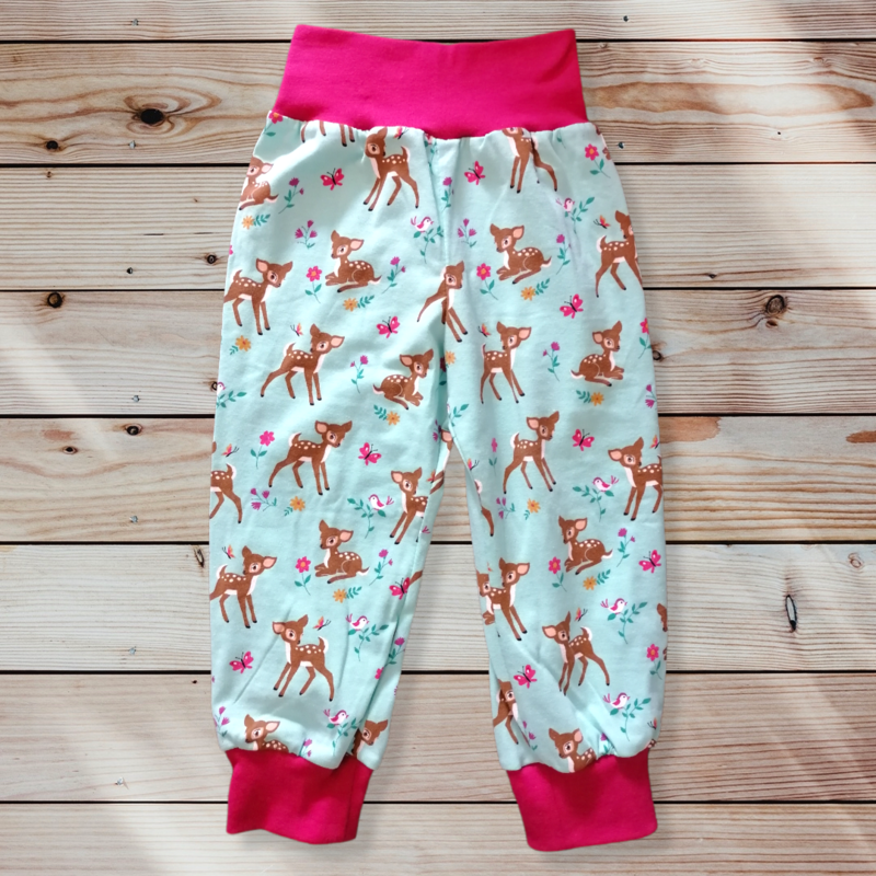 Pumphose Jerseyhose mit Rehmotiv in mint für Mädchen Gr. 62-98