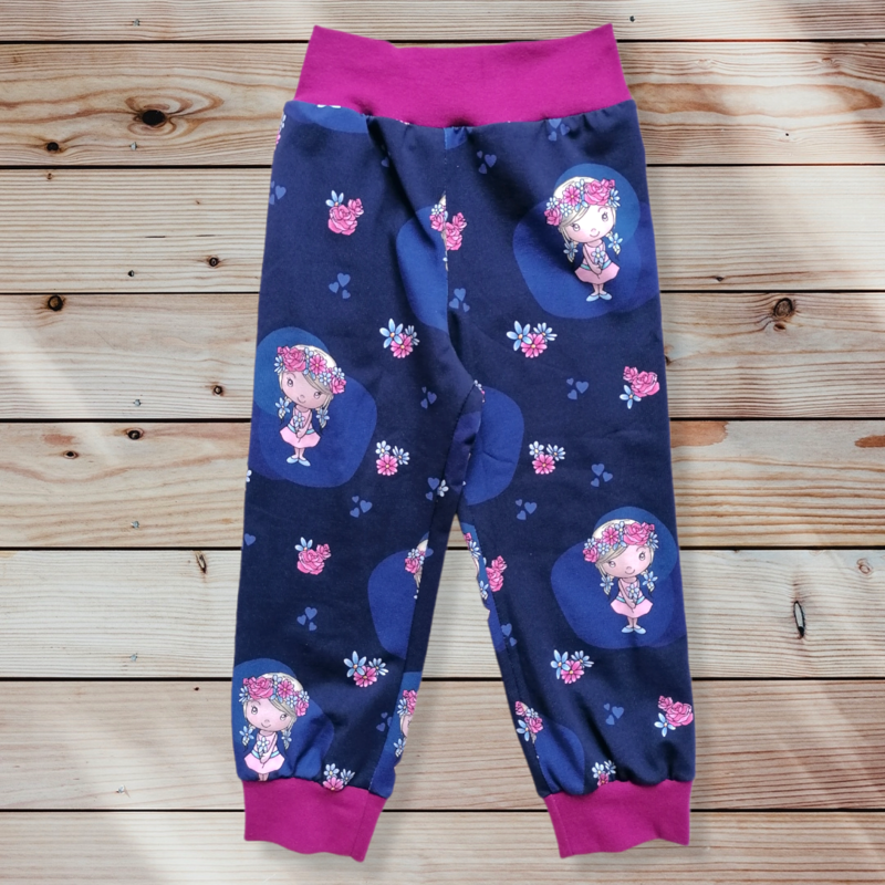 Pumphose Jerseyhose blau Mädchen Blumen Gr. 62-98