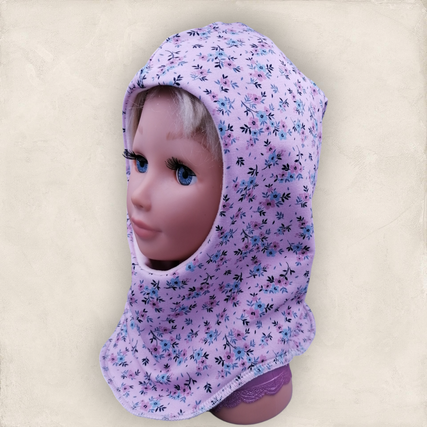 Mädchen Schalmütze Schlupfmütze Blumen rosa