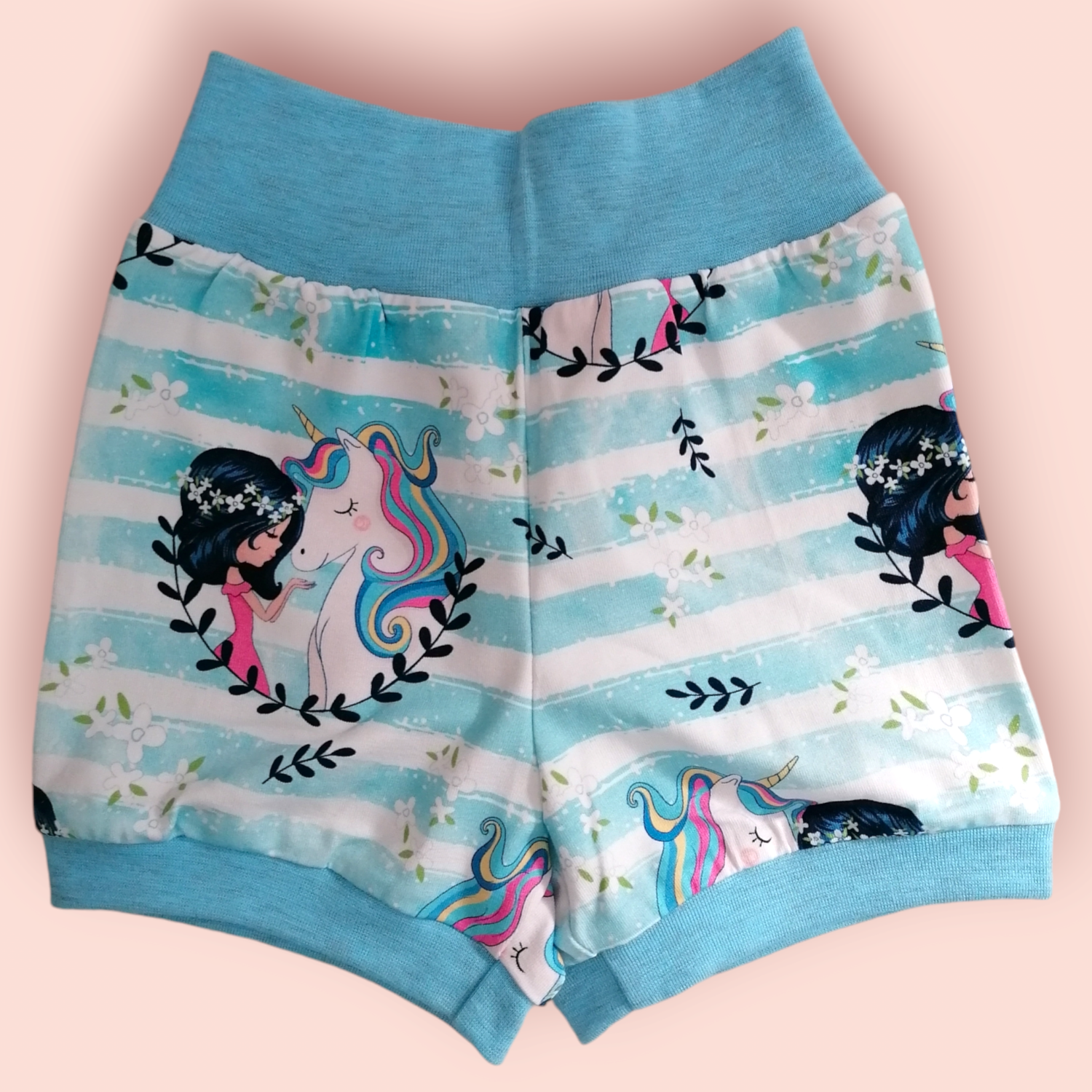 Mädchen Shorts kurze Pumphose mit Einhörnern Gr. 80/86 