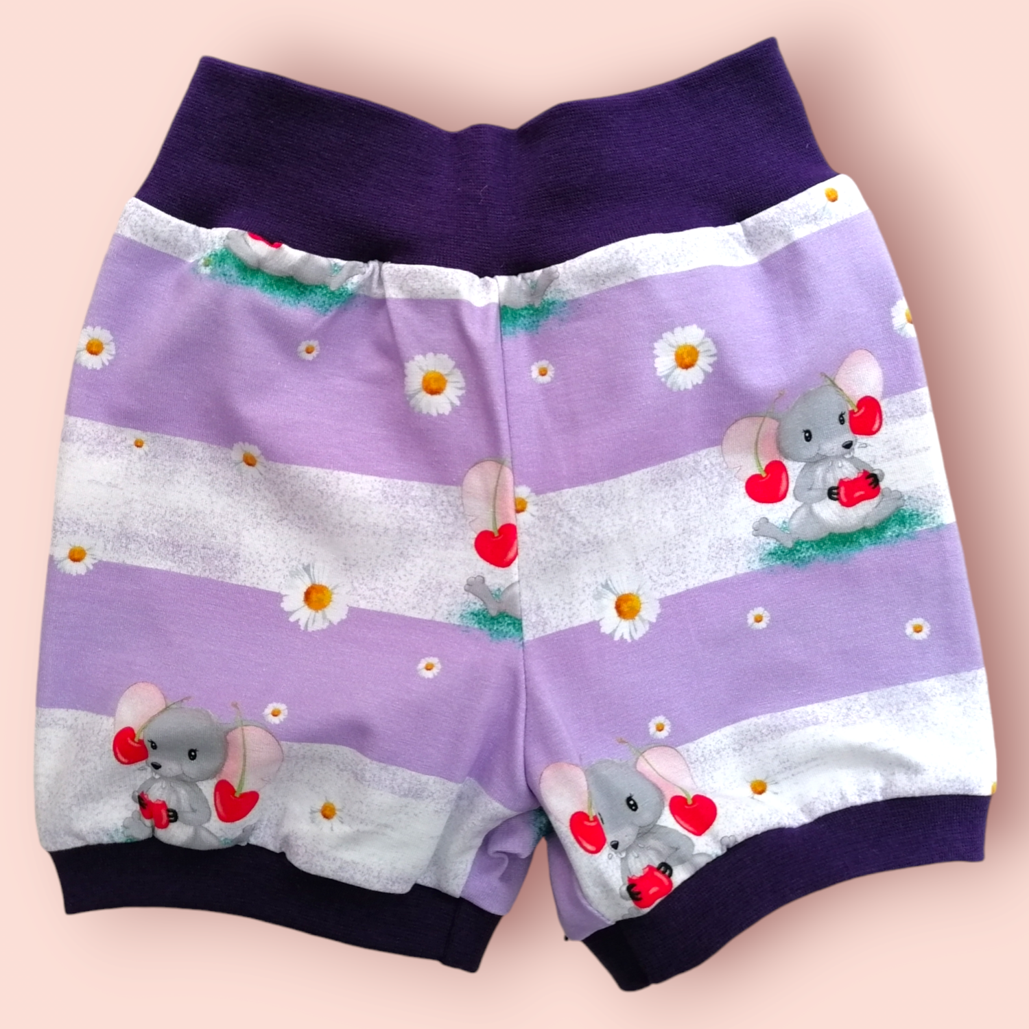 Mädchen Shorts kurze Hose lila Maus Gr. 92/98
