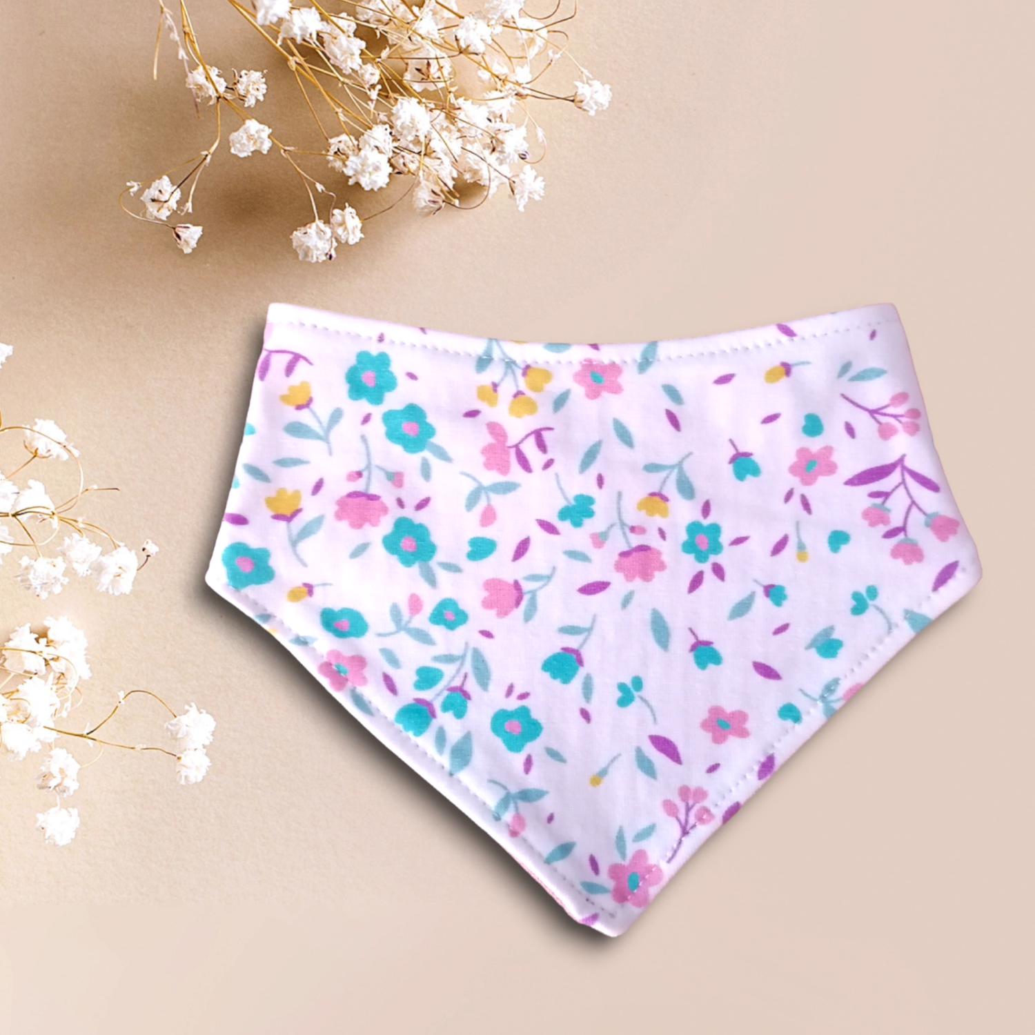 Mädchen Dreieckstuch Spucktuch weiß rosa Blümchen