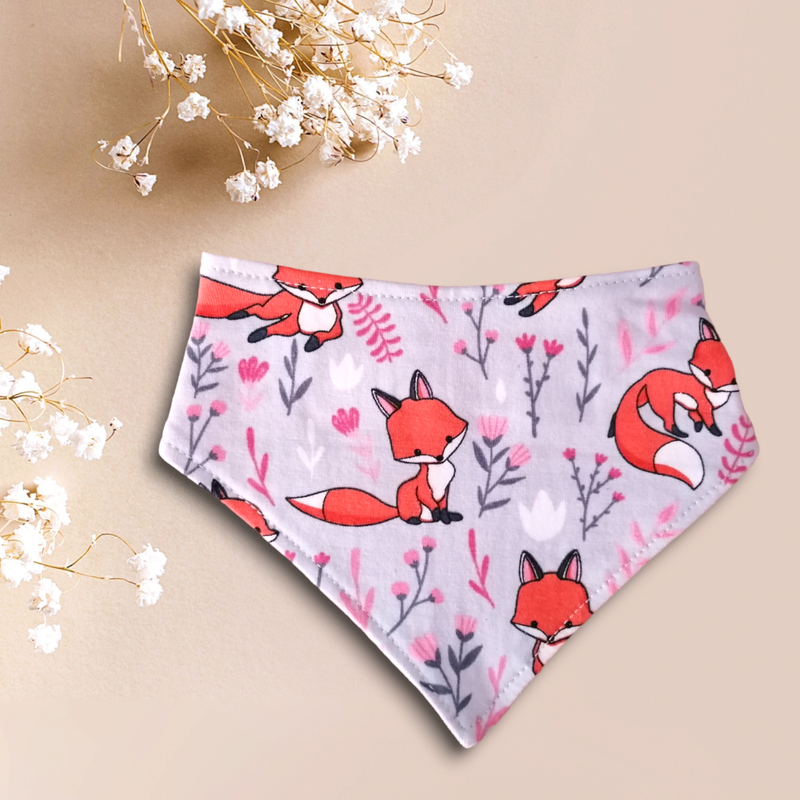 Mädchen Dreieckstuch Spucktuch grau rosa Füchse