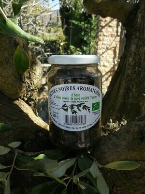 Olives noires de Pays Bio* aux herbes de Provence origine Drôme - Bocal 220 g