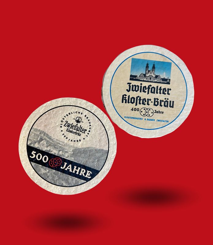 2 Natursteinuntersetzer im Retro-Look und im 1521-Look.