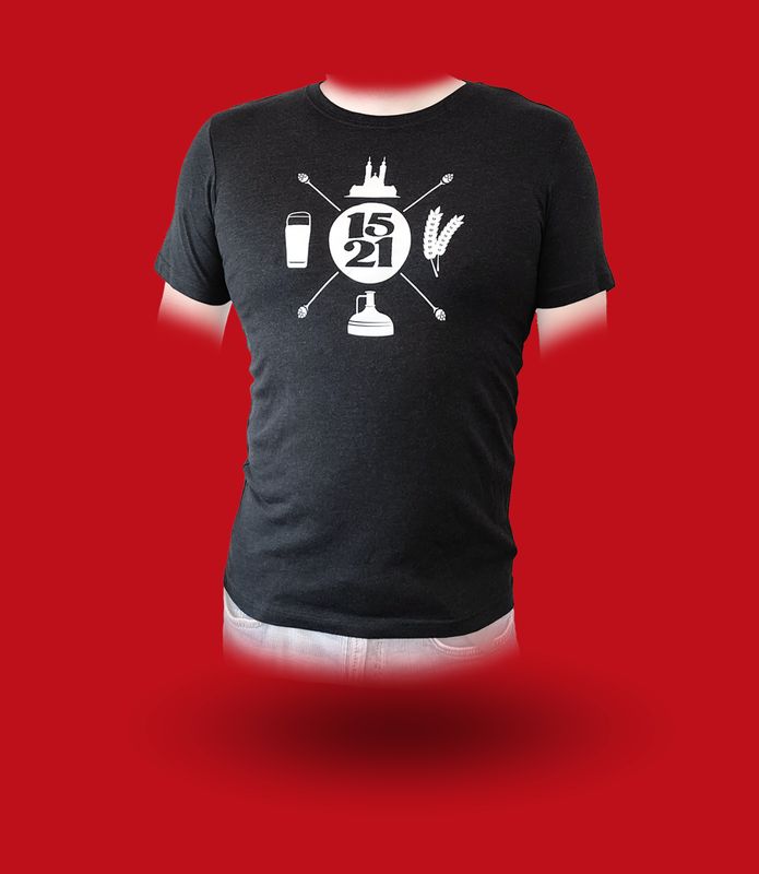 1521 T-Shirt mit Wappen, grau melliert