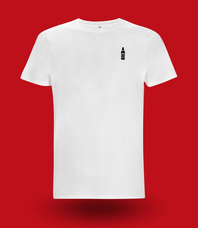 gestickte 1521 Bierflasche Unisex T-Shirt aus Bio Baumwolle