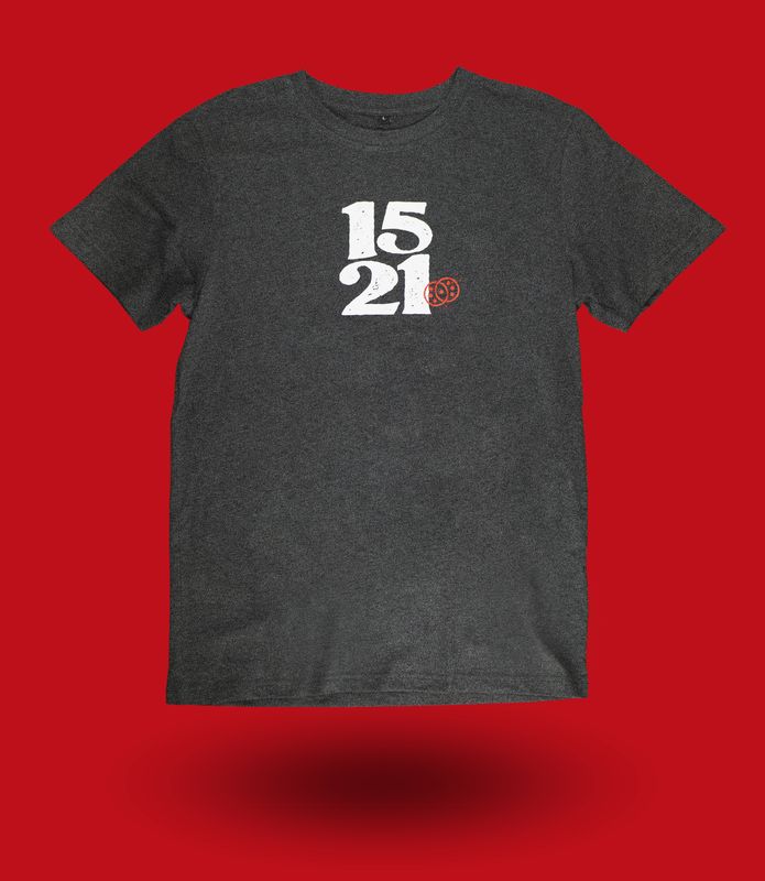 1521 T-Shirt mit Logo, grau melliert