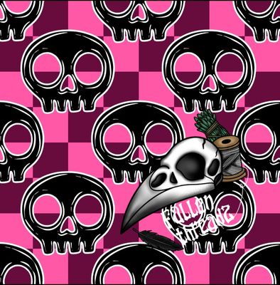 Pink check skull