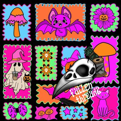 Neon halloween stamps
