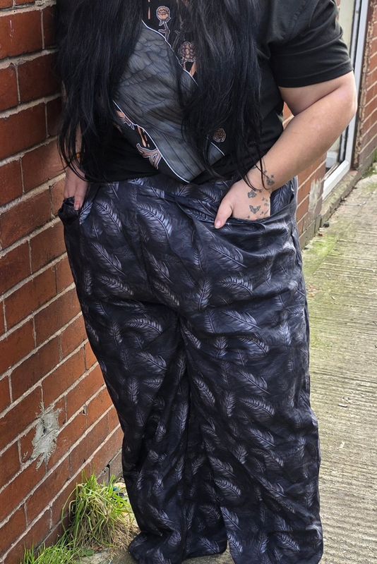 Light elastic waist wide leg trousers