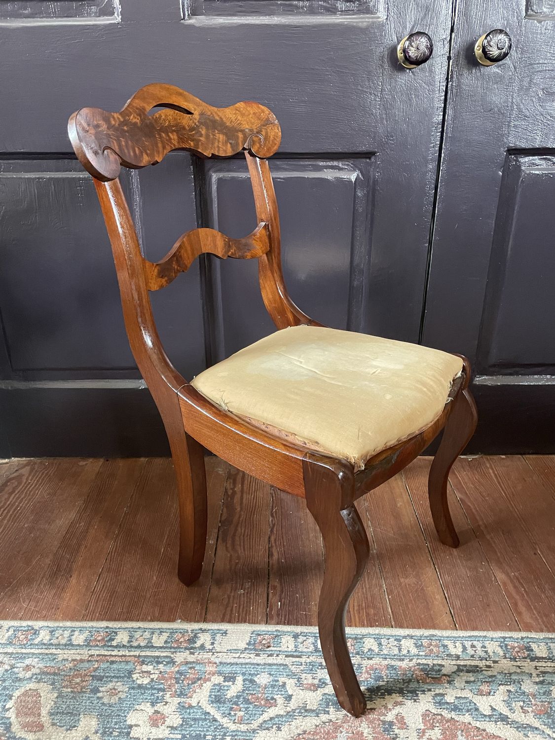 19th Century Flame Mahogany Empire Side Chair