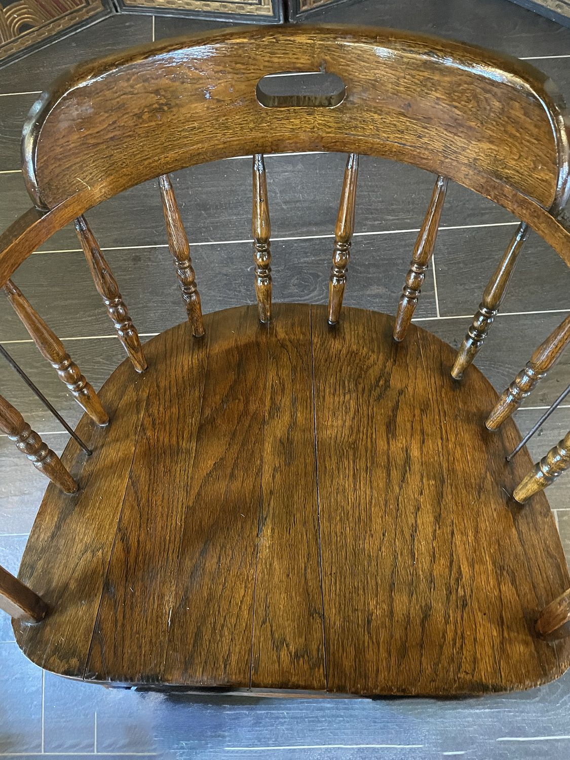 Antique Oak Barrel Back Windsor Saloon Chair