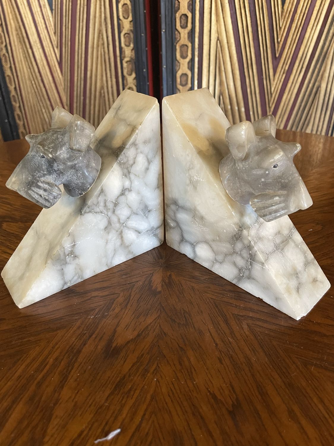 Marble Terrier Bookends