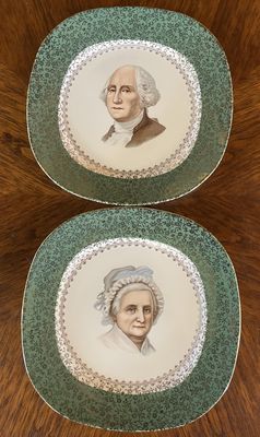 Vintage 1946 George &amp; Martha Washington Plate Set