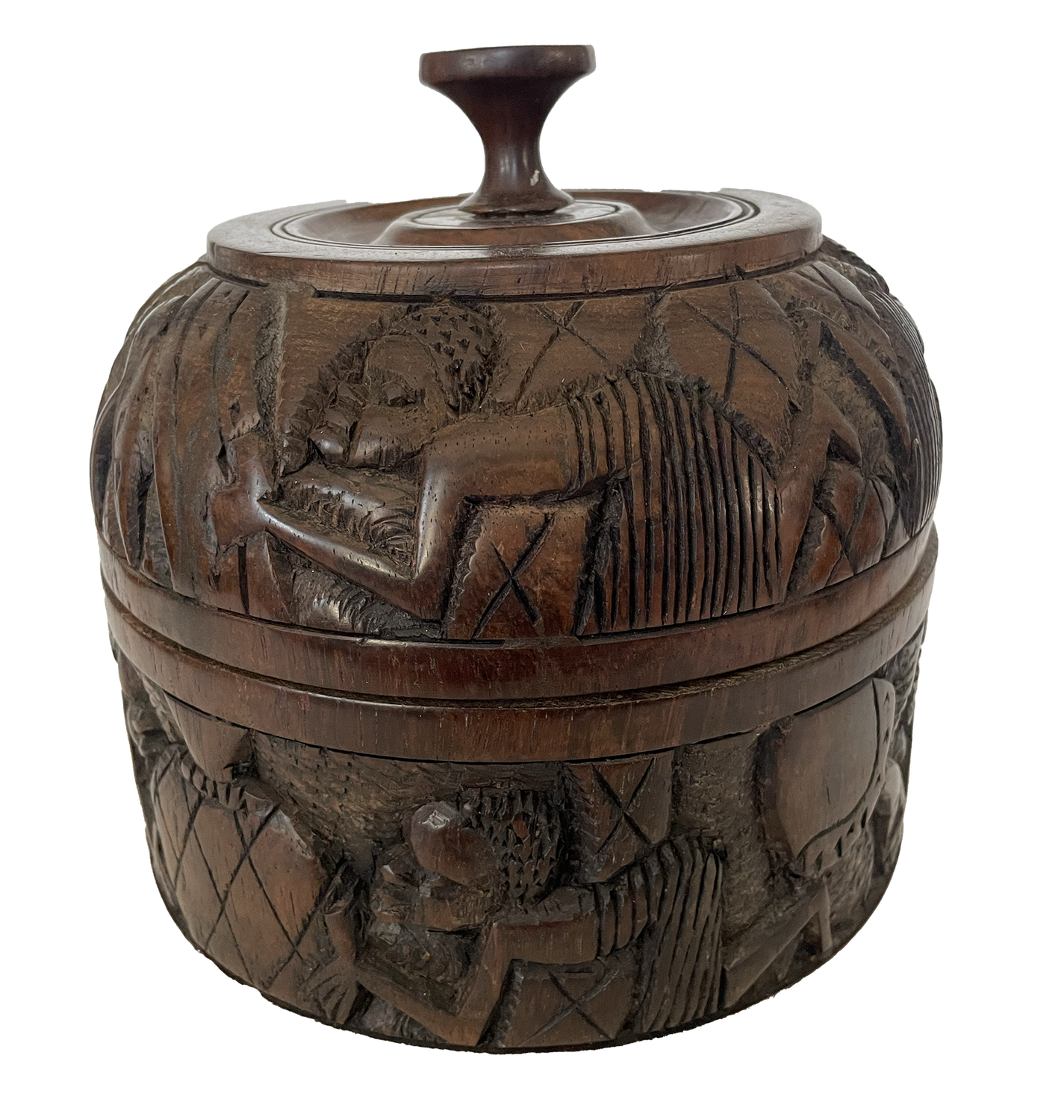 Antique African Bowl with Cover