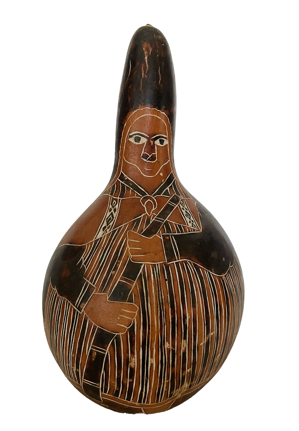 Vintage Peruvian Hand Carved Gourd