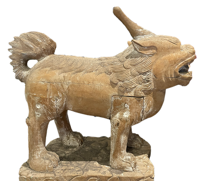 Antique Wooden Hand Carved Chinese Mythological Creature