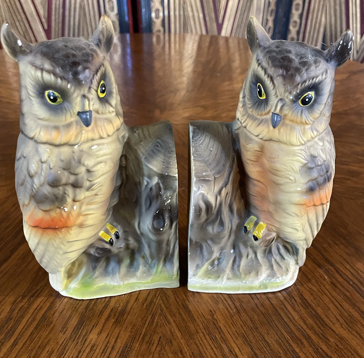 Mid-century ceramic Owl bookends