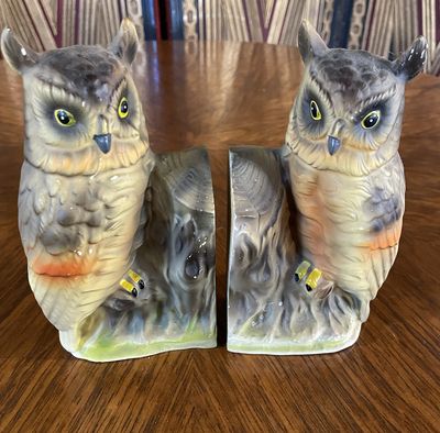 Mid-century ceramic Owl bookends