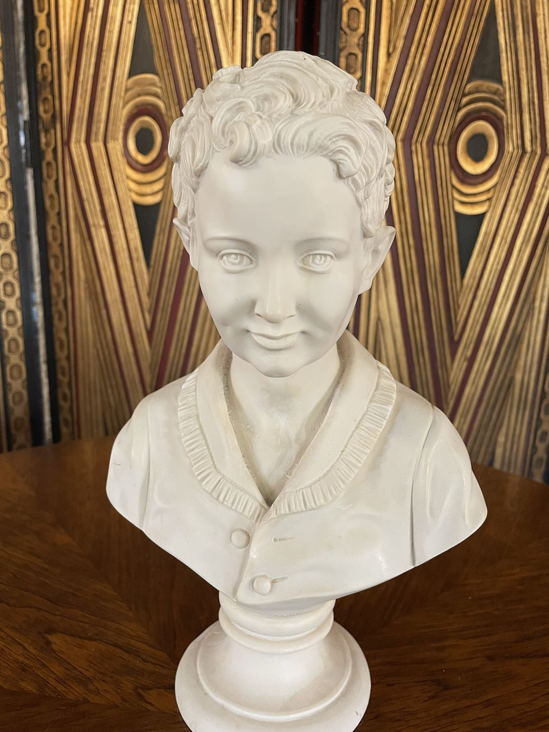 Vintage Solid Stone Composite Bust of Male Youth