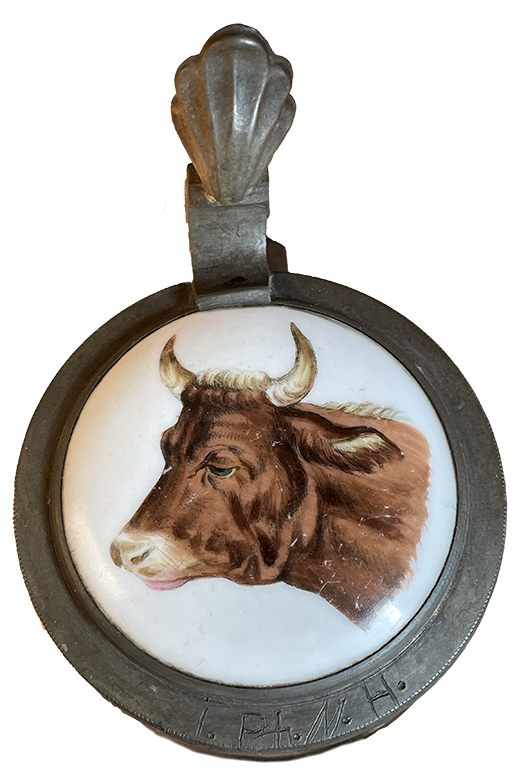 Antique Hand Painted Porcelain Glass Pewter German Lidded Beer Stein