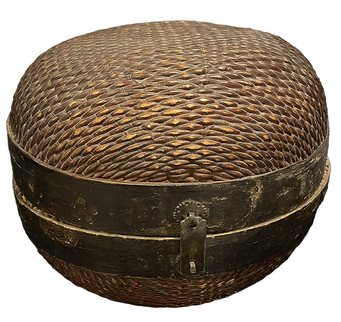 Vintage Chinese Mid Century Rattan Hat Box