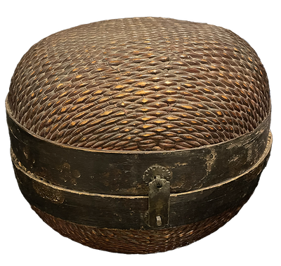 Vintage Chinese Mid Century Rattan Hat Box