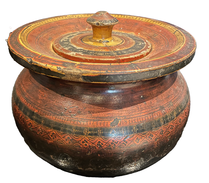 Antique Large Highly Patinated Spice Container with Lid