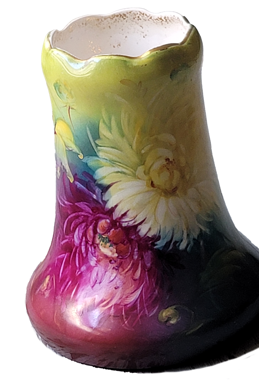 Antique Hand-Painted Floral Vase