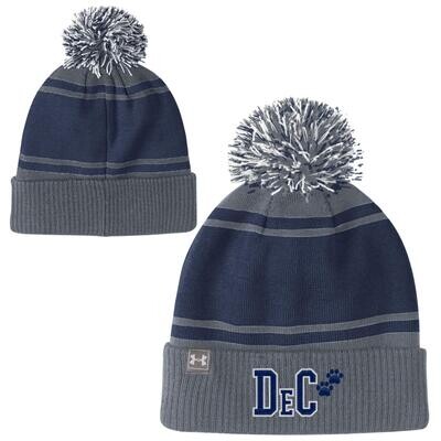 Striped Under Armour Winter Hat with Pom - Youth