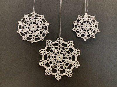 Metalic Trio Snowflakes with Jewels - Set of 3