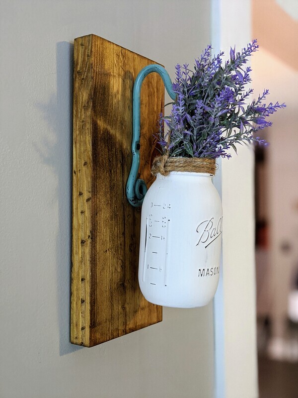 Hanging Mason Jar Solid Wood Wall Sconces