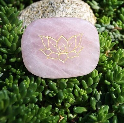 Lotus Palm Stone in Rose Quartz