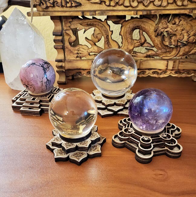 Wood Crystal Ball Holders