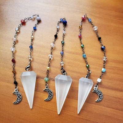 Selenite Jeweled Pendulums