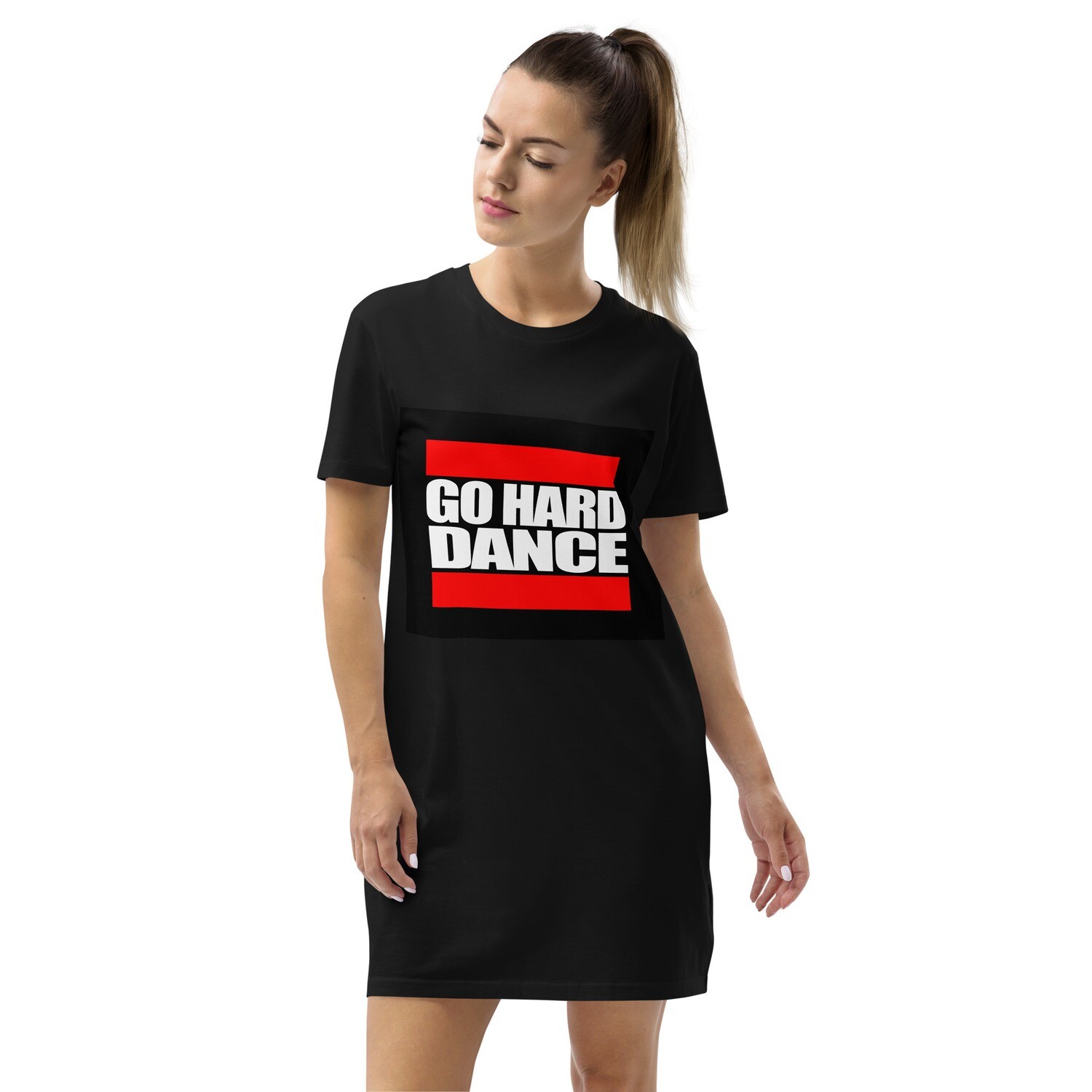 Organic cotton t-shirt dress, Color: Black, Size: XS