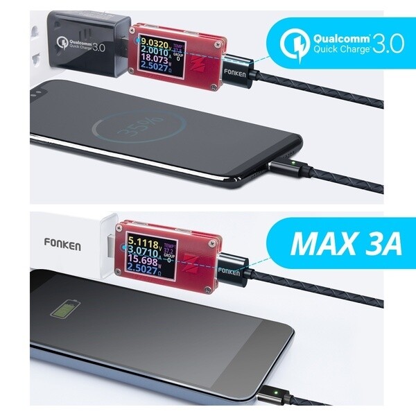 магнитный кабель для быстрой зарядки  поддержкой 
 USB 3.0 3А быстрая зарядка