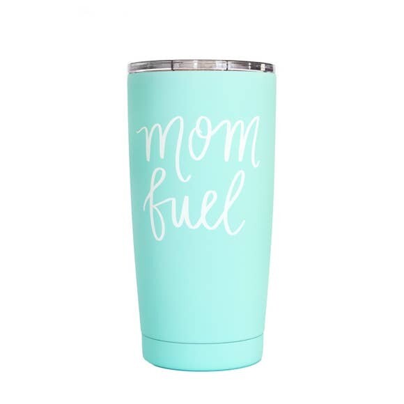 Hand Lettered Metal Travel Mug Mom Fuel