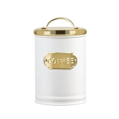 White &amp; Gold Metal Coffee Tin